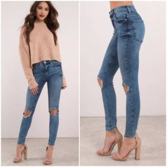 Free People Denim - Free People High Rise Busted Skinny Jeans 28L